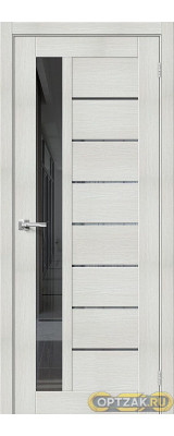 Дверь Браво-27 / Цвет Bianco Veralinga / Стекло Mirox Grey / Двери Браво