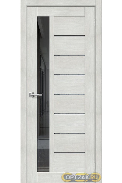 Дверь Браво-27 / Цвет Bianco Veralinga / Стекло Mirox Grey / Двери Браво