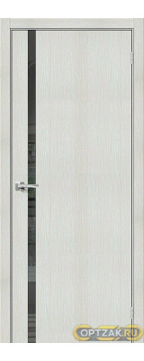 Дверь Браво-1.55 / Цвет Bianco Veralinga / Стекло Mirox Grey / Двери Браво