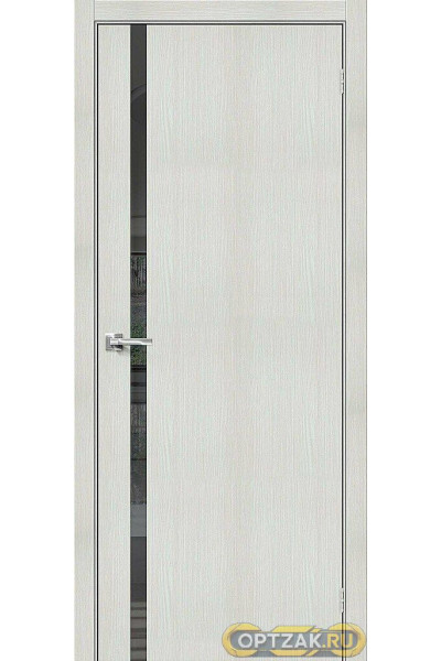 Дверь Браво-1.55 / Цвет Bianco Veralinga / Стекло Mirox Grey / Двери Браво