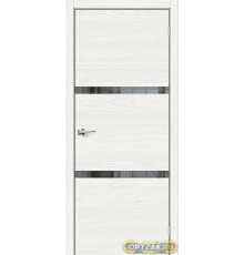 Дверь Браво-2.55 / Цвет White Skyline / Стекло Mirox Grey / Двери Браво