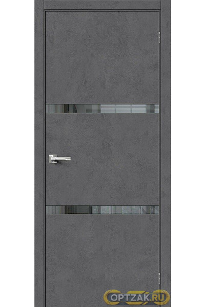 Дверь Браво-2.55 / Цвет Slate Art / Стекло Mirox Grey / Двери Браво