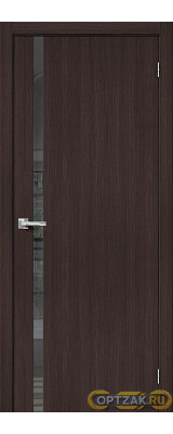 Дверь Браво-1.55 / Цвет Wenge Melinga / Стекло Mirox Grey / Двери Браво