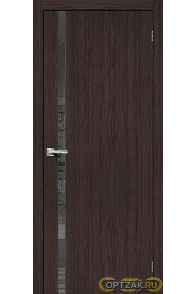 Дверь Браво-1.55 / Цвет Wenge Melinga / Стекло Mirox Grey / Двери Браво