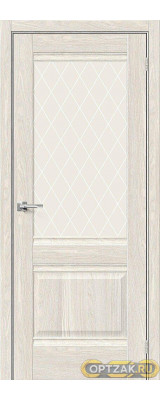 Дверь Прима-3 / Цвет Ash White / Стекло White Сrystal / Двери Браво