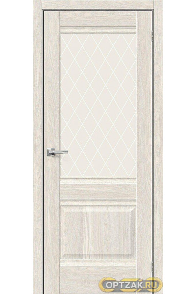 Дверь Прима-3 / Цвет Ash White / Стекло White Сrystal / Двери Браво