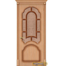 Дверь Соната / Цвет Ф-01 (Дуб) / Стекло Риф. / Двери Браво