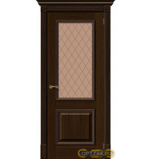 Дверь Вуд Классик-13 / Цвет Golden Oak / Стекло Bronze Сrystal / Двери Браво