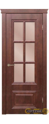 Межкомнатная дверь Сити 5 RAL 9001 / Цвет Тон каштан / Стекло бронза / Двери Верда