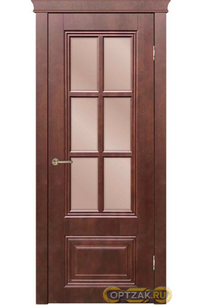 Межкомнатная дверь Сити 5 RAL 9001 / Цвет Тон каштан / Стекло бронза / Двери Верда