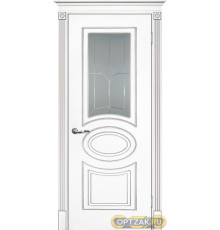 Дверь Смальта 03 / Цвет Белый ral 9003 патина серебро / Сатинат, пескоструйная обработка / Двери ТЕКОНА