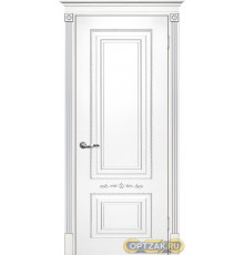 Дверь Смальта 04 / Цвет Белый ral 9003 патина серебро / Двери ТЕКОНА