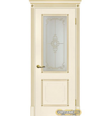 Дверь Флоренция-2 / Цвет магнолия, патина золото / Сатинат, контурный полимер золото / Двери МАРИАМ