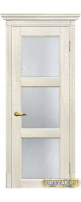 Дверь Тоскана-4 / Цвет Бьянко / Сатинат, контурный полимер б-цв. рис. Ромб / Двери МАРИАМ