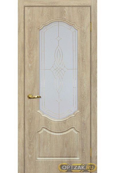 Дверь Сиена-2 / Цвет Дуб песочный / Сатинат, контурный полимер золото / Двери МАРИАМ