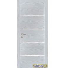 Дверь PX-17 AL кромка с 2-х ст. / Цвет Дуб скай серый / белоснежный лакобель / Двери PROFILO PORTE