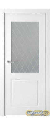 Дверь Кремона 2 / Цвет Эмаль белый / Мателюкс белый витраж / Двери Belwooddoors