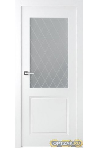 Дверь Кремона 2 / Цвет Эмаль белый / Мателюкс белый витраж / Двери Belwooddoors