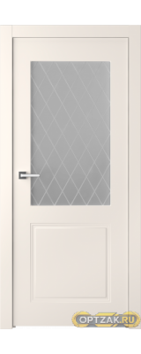 Дверь Кремона 2 / Цвет Эмаль жемчуг / Мателюкс белый витраж / Двери Belwooddoors