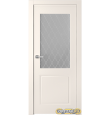 Дверь Кремона 2 / Цвет Эмаль жемчуг / Мателюкс белый витраж / Двери Belwooddoors