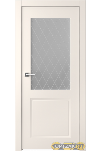 Дверь Кремона 2 / Цвет Эмаль жемчуг / Мателюкс белый витраж / Двери Belwooddoors