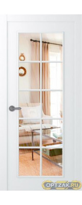 Дверь Ламира 1 / Цвет Эмаль белый / Прозрачное каленое / Двери Belwooddoors
