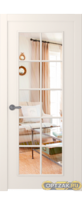 Дверь Ламира 1 / Цвет Эмаль жемчуг / Прозрачное каленое / Двери Belwooddoors