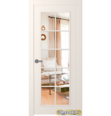 Дверь Ламира 1 / Цвет Эмаль жемчуг / Прозрачное каленое / Двери Belwooddoors
