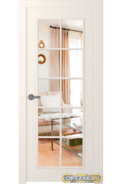 Дверь Ламира 1 / Цвет Эмаль жемчуг / Прозрачное каленое / Двери Belwooddoors