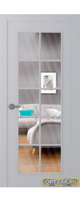 Дверь Ламира 1 / Цвет Эмаль светло - серый / Прозрачное каленое / Двери Belwooddoors