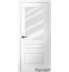 Дверь Роялти / Цвет Эмаль белый / Мателюкс белый витраж / Двери Belwooddoors