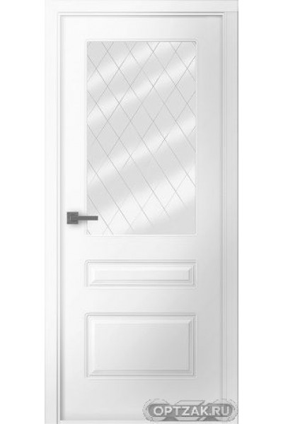 Дверь Роялти / Цвет Эмаль белый / Мателюкс белый витраж / Двери Belwooddoors