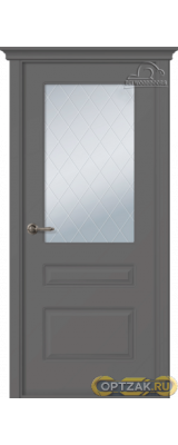 Дверь Роялти / Цвет Эмаль графит / Мателюкс белый витраж / Двери Belwooddoors