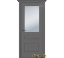 Дверь Роялти / Цвет Эмаль графит / Мателюкс белый витраж / Двери Belwooddoors