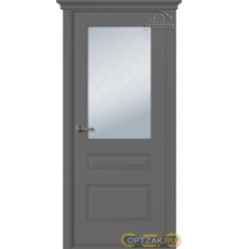Дверь Роялти / Цвет Эмаль графит / Мателюкс белый витраж / Двери Belwooddoors