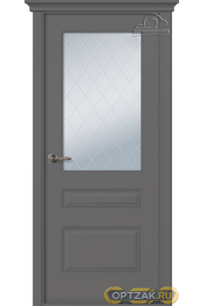 Дверь Роялти / Цвет Эмаль графит / Мателюкс белый витраж / Двери Belwooddoors