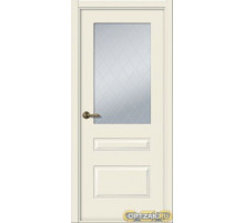 Дверь Роялти / Цвет Эмаль жемчуг / Мателюкс белый витраж / Двери Belwooddoors