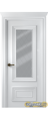 Дверь Палаццо 2 / Цвет Эмаль белый / Мателюкс белый витраж / Двери Belwooddoors