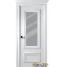 Дверь Палаццо 2 / Цвет Эмаль белый / Мателюкс белый витраж / Двери Belwooddoors