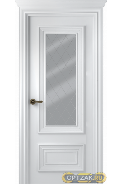 Дверь Палаццо 2 / Цвет Эмаль белый / Мателюкс белый витраж / Двери Belwooddoors