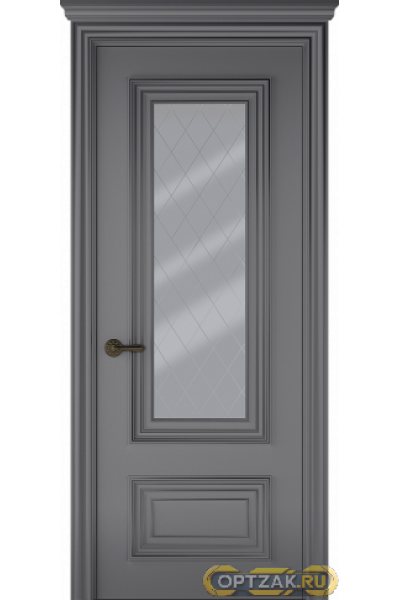 Дверь Палаццо 2 / Цвет Эмаль графит / Мателюкс белый витраж / Двери Belwooddoors