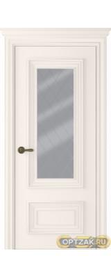 Дверь Палаццо 2 / Цвет Эмаль жемчуг / Мателюкс белый витраж / Двери Belwooddoors