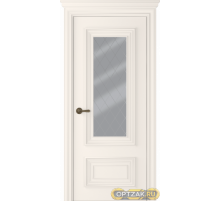 Дверь Палаццо 2 / Цвет Эмаль жемчуг / Мателюкс белый витраж / Двери Belwooddoors