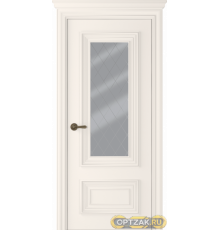 Дверь Палаццо 2 / Цвет Эмаль жемчуг / Мателюкс белый витраж / Двери Belwooddoors