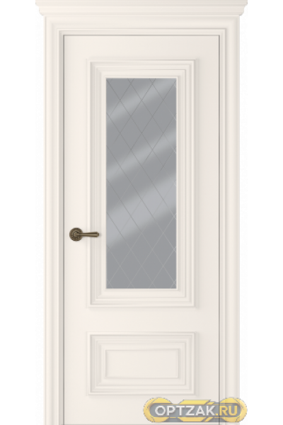 Дверь Палаццо 2 / Цвет Эмаль жемчуг / Мателюкс белый витраж / Двери Belwooddoors