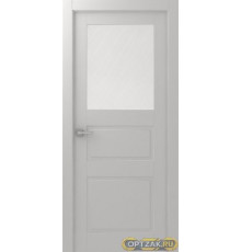 Дверь Инари / Цвет Эмаль белый / Мателюкс белый витраж / Двери Belwooddoors