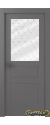 Дверь Инари / Цвет Эмаль графит / Мателюкс белый витраж / Двери Belwooddoors