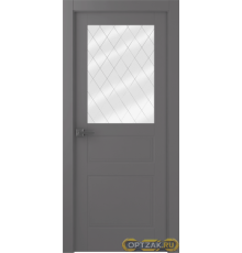 Дверь Инари / Цвет Эмаль графит / Мателюкс белый витраж / Двери Belwooddoors