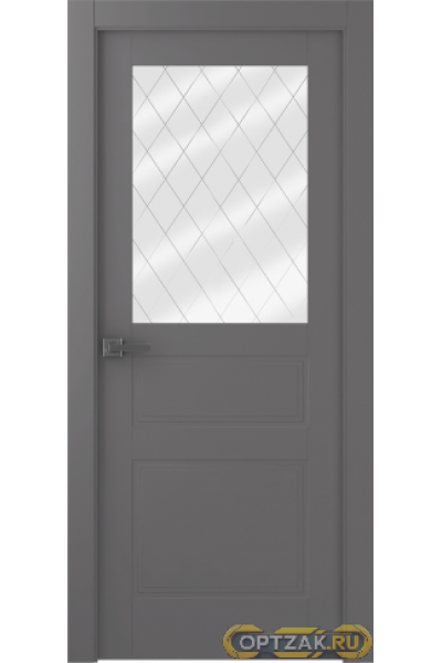 Дверь Инари / Цвет Эмаль графит / Мателюкс белый витраж / Двери Belwooddoors