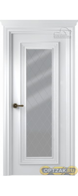Дверь Палаццо 1 / Цвет Эмаль белый / Мателюкс белый витраж / Двери Belwooddoors